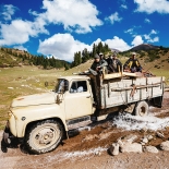 People on a truck, Kyrgyzstan